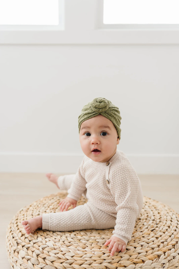 Knotted Waffle Knit Baby Turban