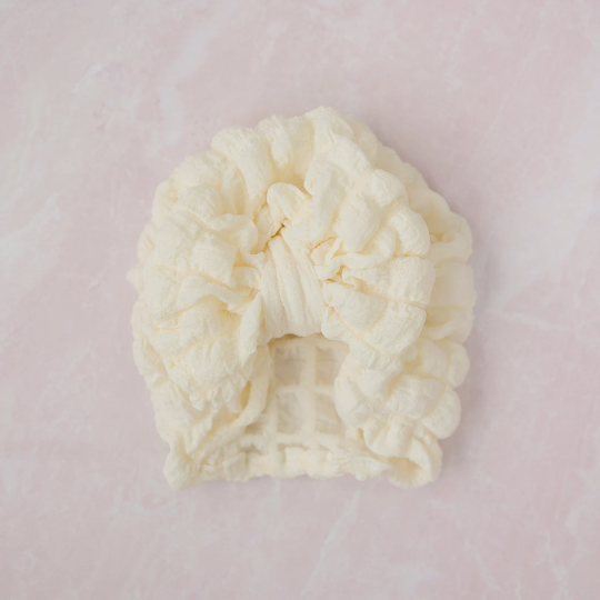Marshmallow Texture Puff Baby Bow Turban
