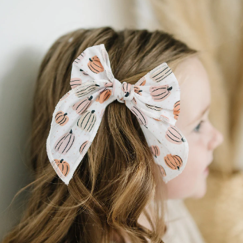 Fall Pumpkin Patch Serged Cotton Bow