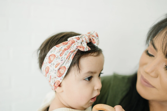 Fall Harvest Pumpkin Nylon Baby Bow Headband