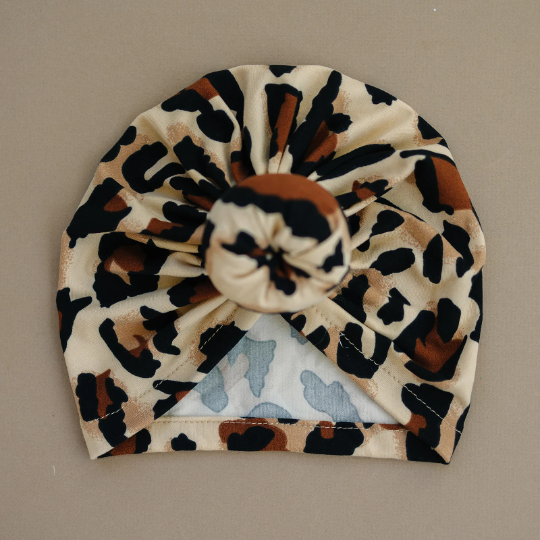 Leopard Print Baby Bun Turban