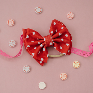 5.5" Double Texture Red Heart Valentine Hair Bow