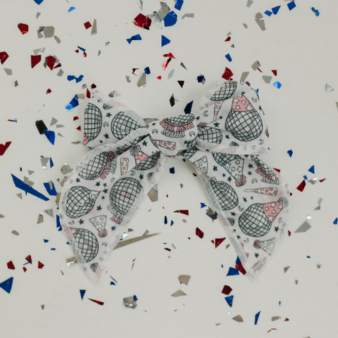 Happy New Year 2023 4" Serged Cotton Hair Bow