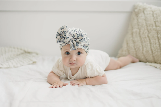 Delicate Dark Butterflies Messy Bow Turban