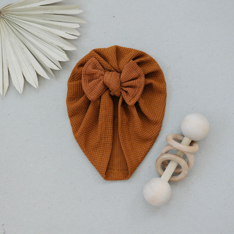 Honeycomb Waffle Bow Baby Turban