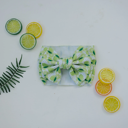XL Lemon Lime Citrus Bow Texture Headband