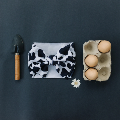 XL Farm Cow Bow Texture Headband