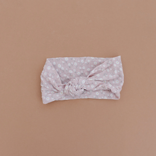 Knotted Neutral Daisy Baby Nylon Headband