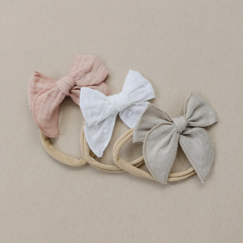 Set of 3 Basic Everyday Baby Bow Headbands
