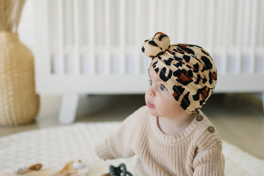 Leopard Print Baby Bun Turban