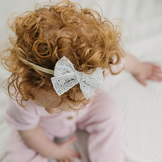 Embroidered Dainty Linen Bow