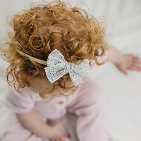 Embroidered Dainty Linen Bow