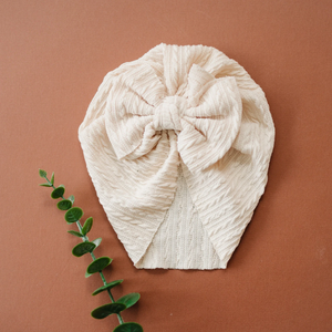 Woven Cable Knit Bow Baby Turban
