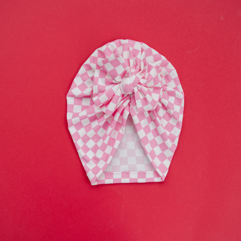 Spring Checkered Baby Messy Bow Turban