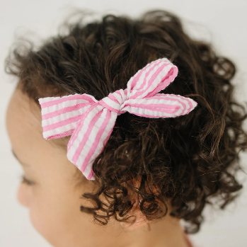 Seersucker Stripe Cotton Hair Bow