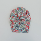 Triple Bow Gray Spring Floral Baby Turban