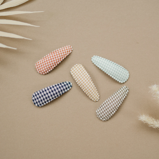 Set of 5 Fall Plaid Snap Hair Clips