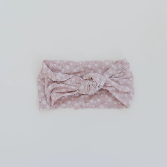 Knotted Neutral Daisy Baby Nylon Headband