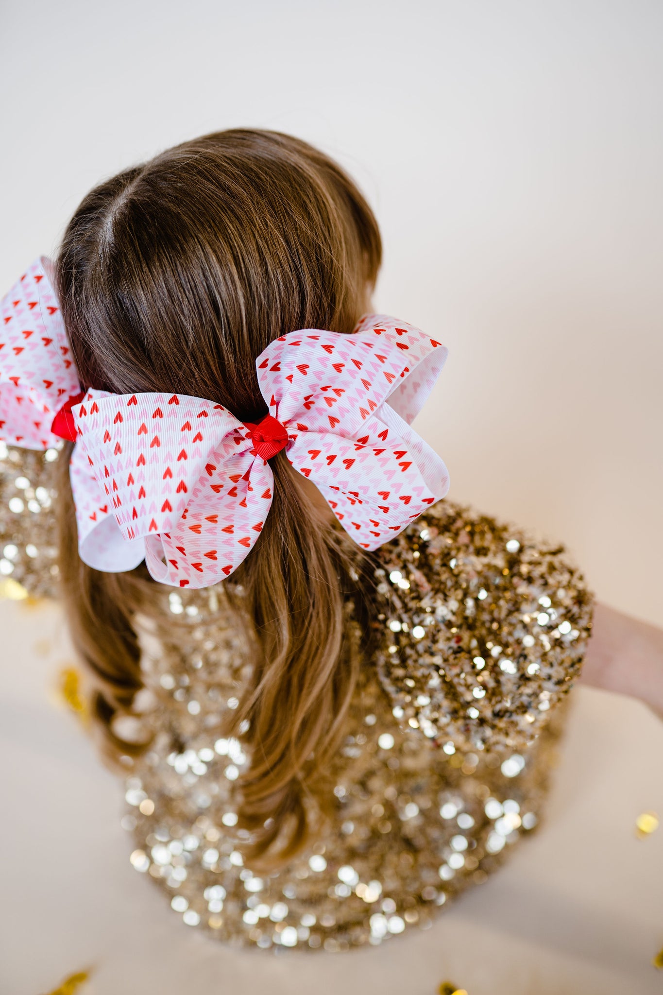 Valentine Love Hearts 7” Grosgrain Hair Bow