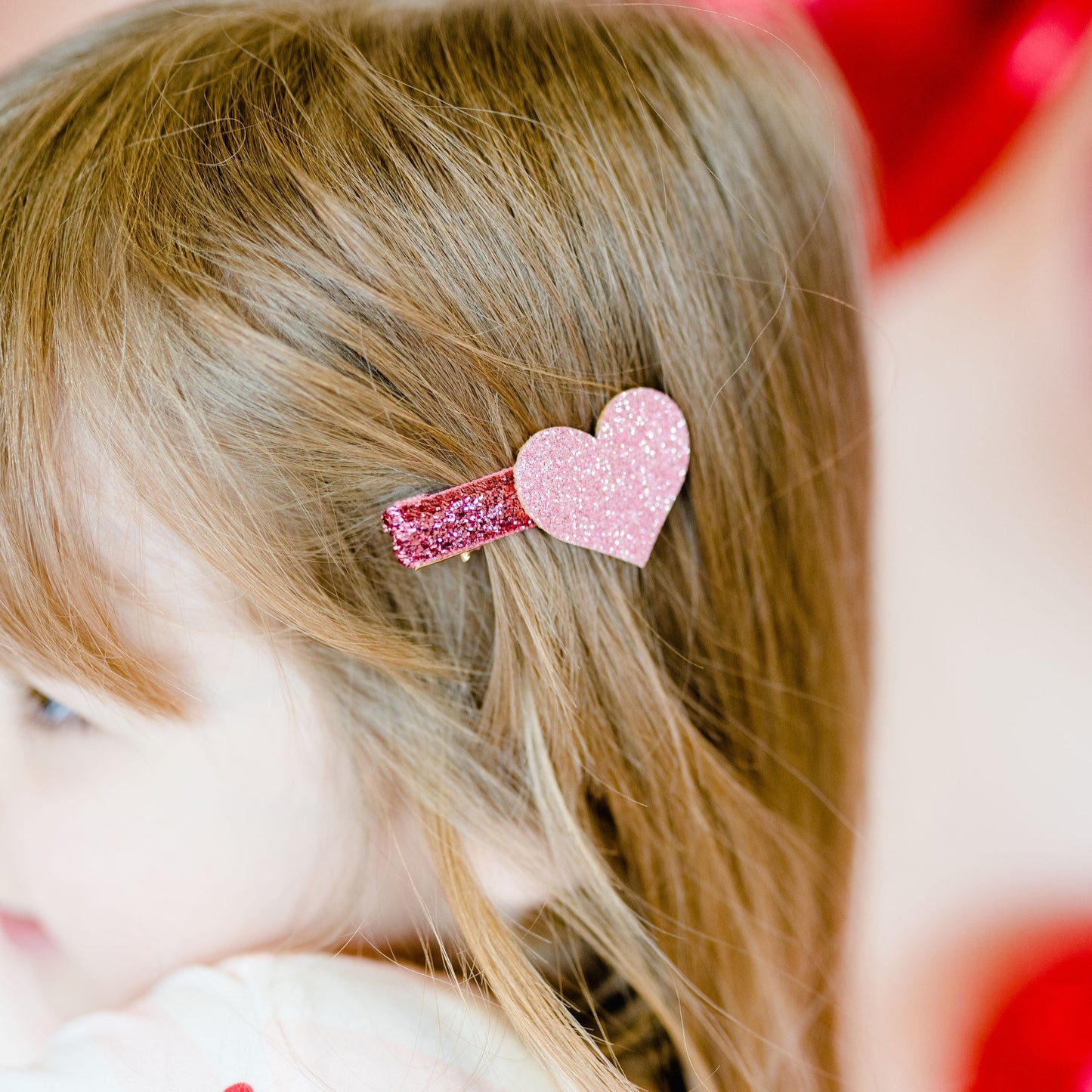 Set of 2 Big Heart Glitter Hair Clips