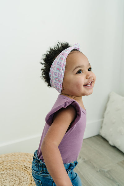 Knotted Pastel Rainbows Nylon Headband