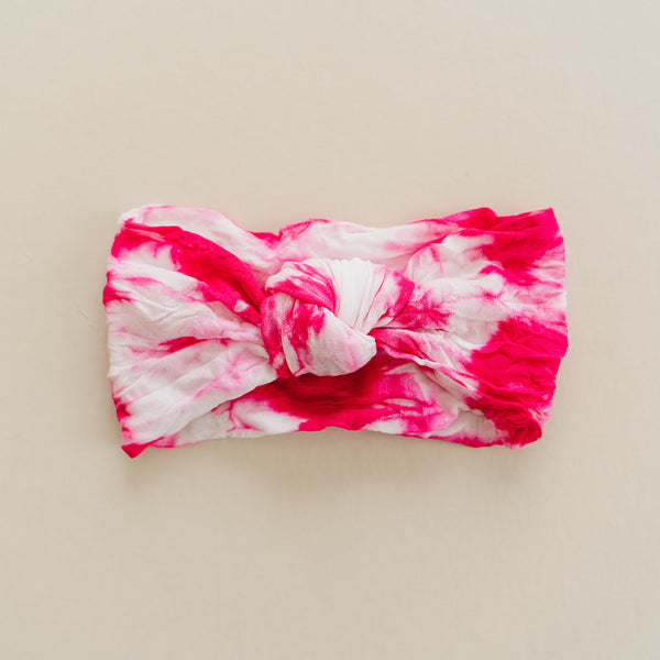 Knotted Pink Tie Dye Nylon Headband
