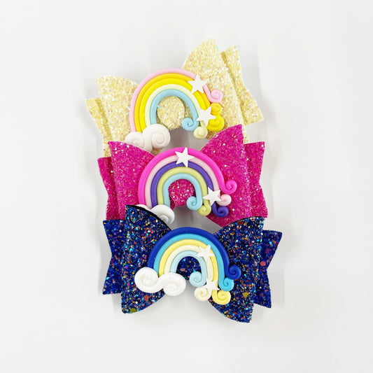 Glitter Glam Summer Rainbow Bows