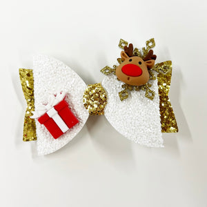 Reindeer and Gift Holiday Glitter Glam Clip