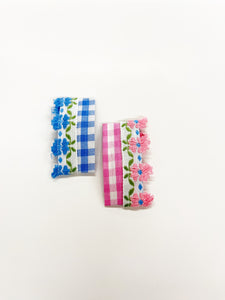 Set of 2 | Floral and Gingham Snap Clips