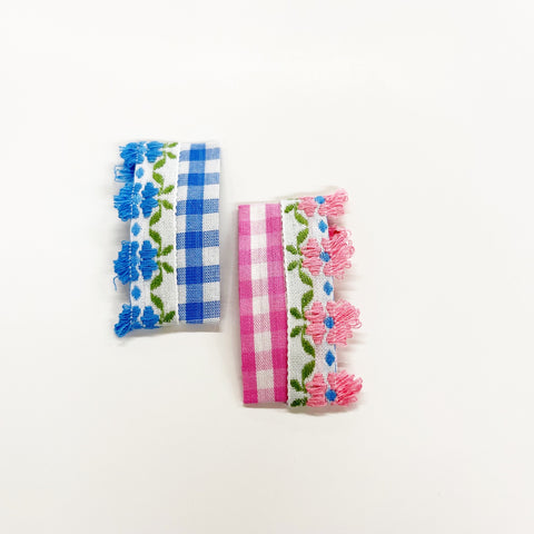 Set of 2 | Floral and Gingham Snap Clips