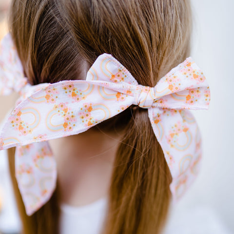 4” Rainbow Floral Serged Bows