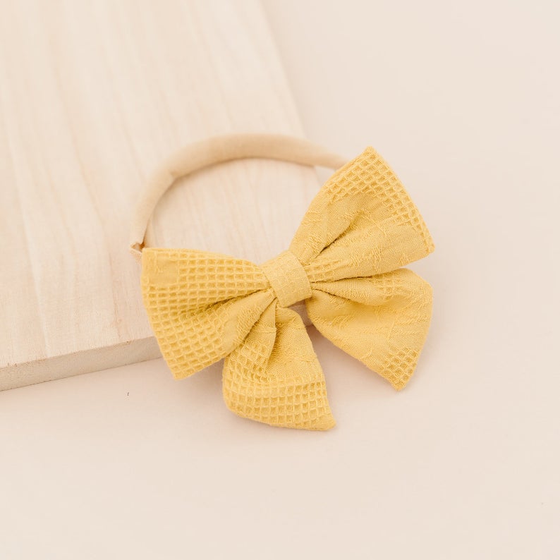 Vintage Linen 3” Cotton Hair Bow