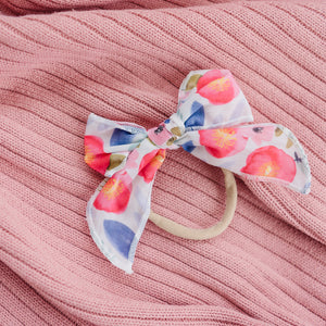 4” Spring Flowers Serged Edge Cotton Bow