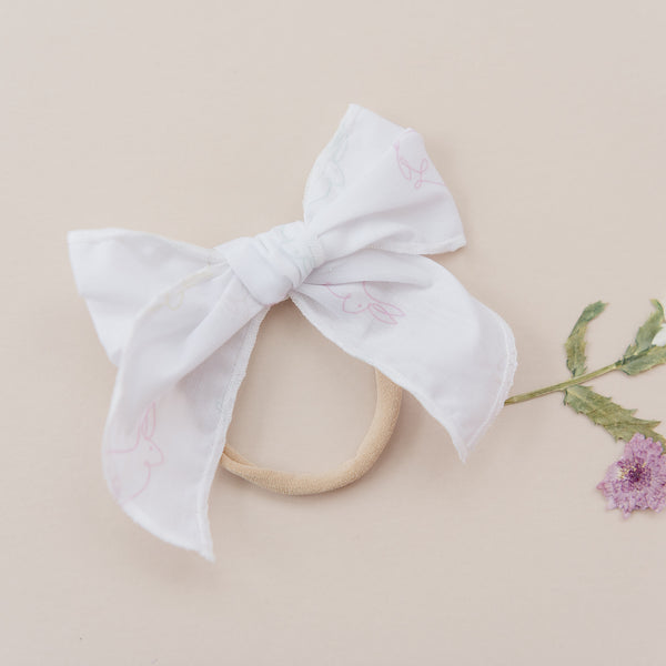 4" Minimalist Bunny Easter Serged Cotton Hair Bow