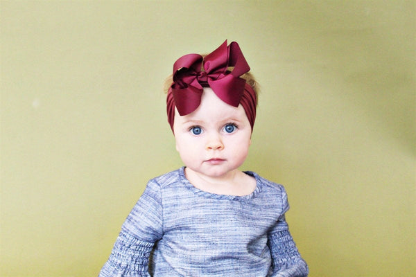 maroon headband with bow for girls 5" Bow Nylon Headband - Golden Dot Lane