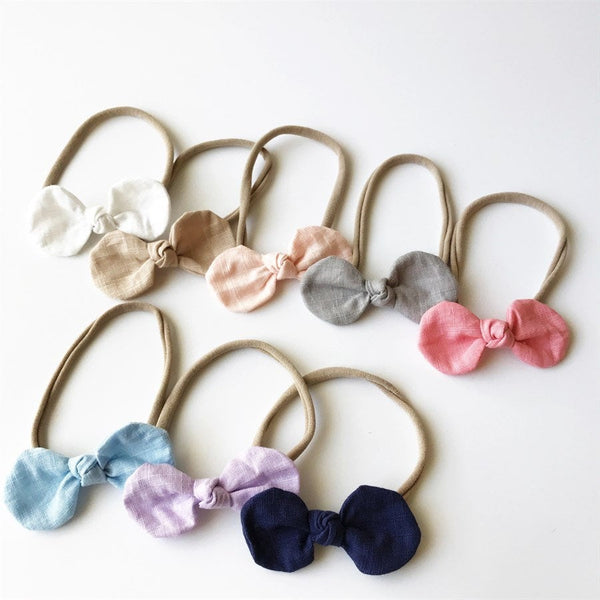Small Baby Knotted Cotton Bows - Clips and Headbands - Golden Dot Lane