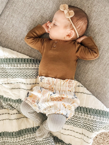Baby Wearing Ecru Knotted Cotton Bows - Golden Dot Lane