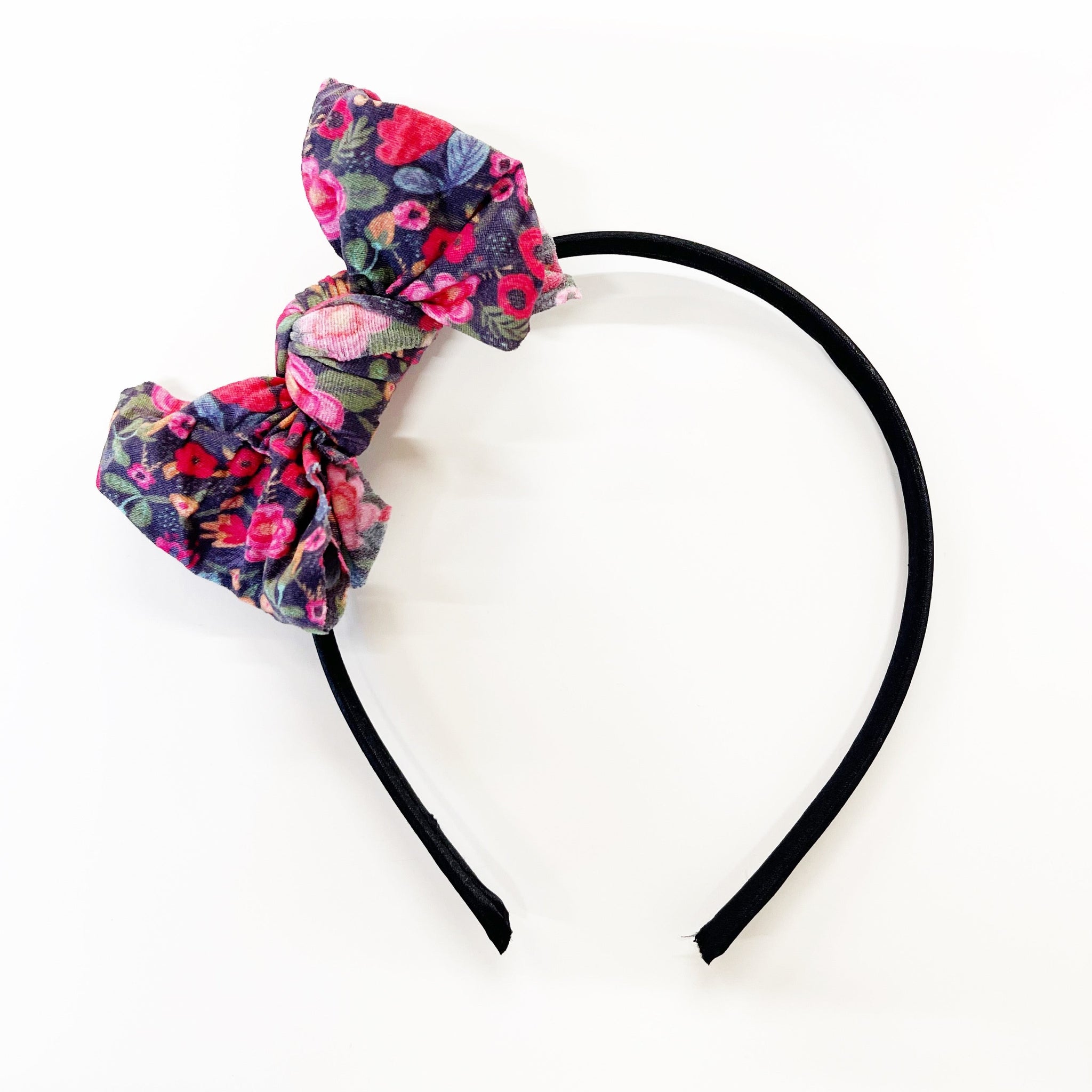Summer Midnight Floral Bow Hard Headband