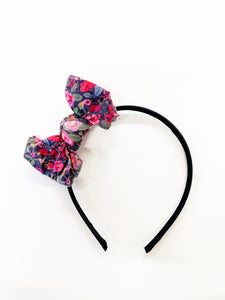Summer Midnight Floral Bow Hard Headband