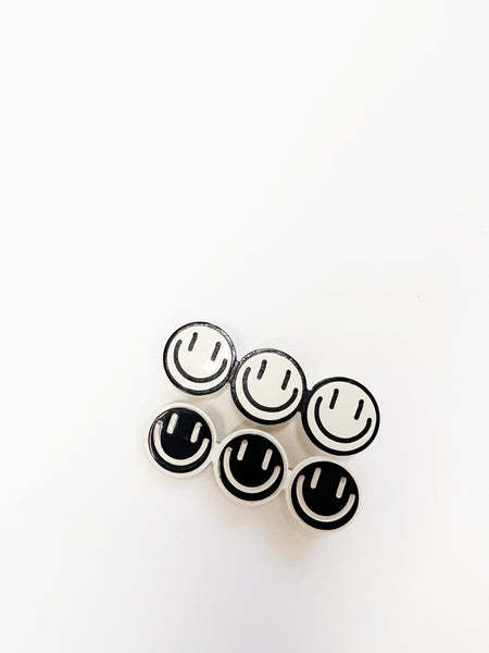 Set of 2 | Black & White Smiley Face Clips